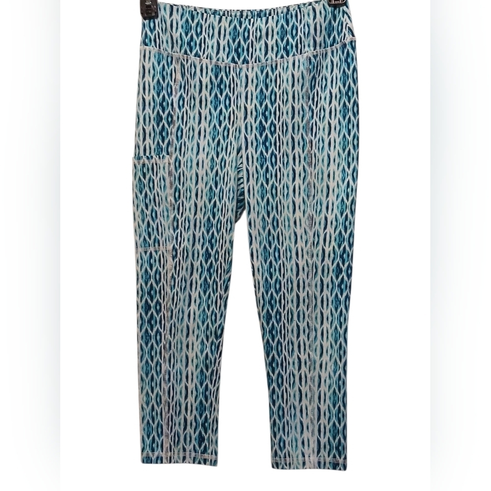 Chico's - Weekends Turquoise & Blue Pull On Leggings, Media Pocket, Size 0 - Picture 3 of 10
